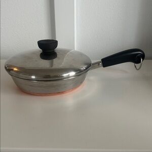 Vintage Revere Ware 7” Copper Clad Bottom Fry Sauté Pan Clinton Illinois + Lid